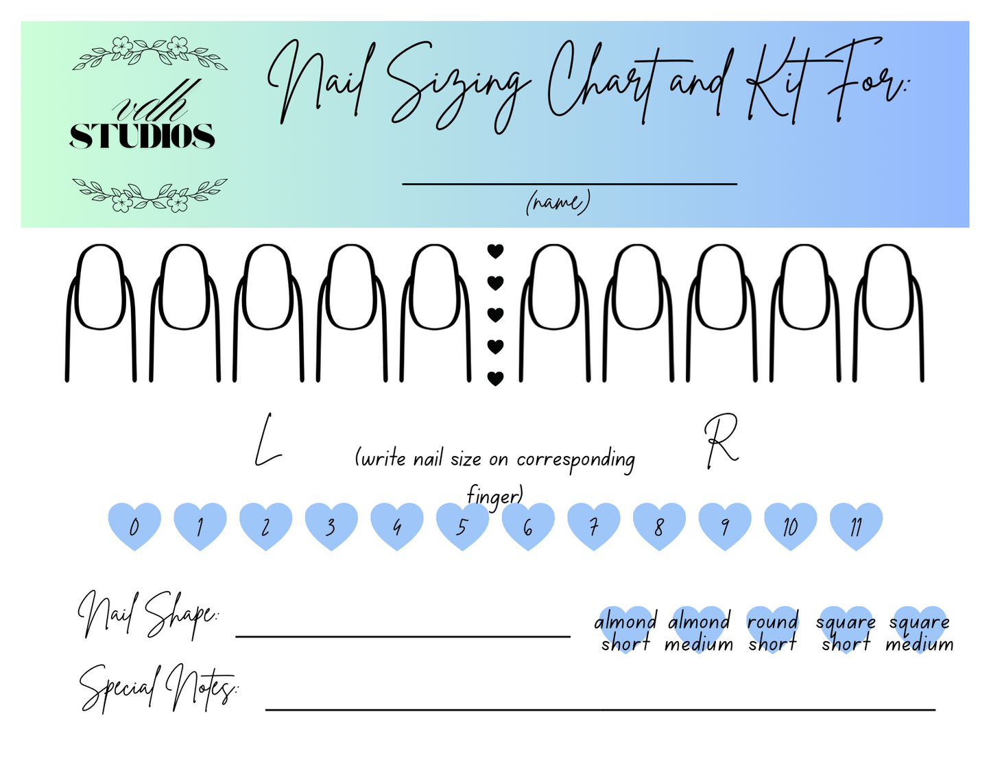 Sizing Chart Kit
